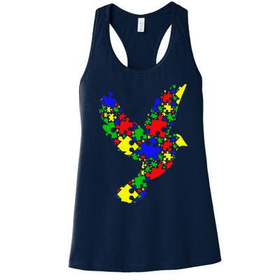 Funny Pigeon Puzzle Animals Lover Autism Awareness Women's Racerback Tank