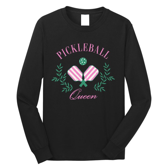 Funny Pickleball Paddle Pickleball Queen Dink Retro Vintage Long Sleeve Shirt