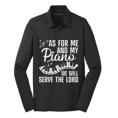 Funny Piano Player Art For Wo Pianist Piano Teacher Silk Touch Performance Long Sleeve Polo