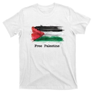 Free Palestine Palestinian National Flag Watercolor T-Shirt