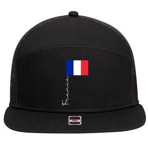 France Patriotic Pole Signature Flag Gift 7 Panel Mesh Trucker Snapback Hat