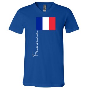 France Patriotic Pole Signature Flag Gift V-Neck T-Shirt