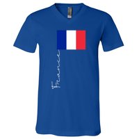 France Patriotic Pole Signature Flag Gift V-Neck T-Shirt