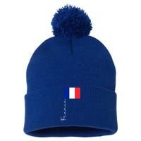 France Patriotic Pole Signature Flag Gift Pom Pom 12in Knit Beanie