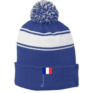 France Patriotic Pole Signature Flag Gift Stripe Pom Pom Beanie