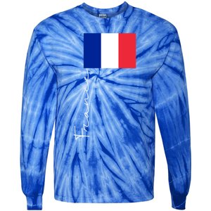 France Patriotic Pole Signature Flag Gift Tie-Dye Long Sleeve Shirt