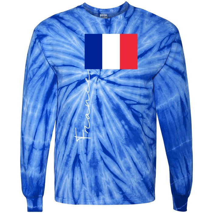 France Patriotic Pole Signature Flag Gift Tie-Dye Long Sleeve Shirt