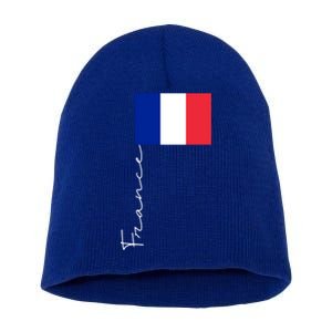 France Patriotic Pole Signature Flag Gift Short Acrylic Beanie