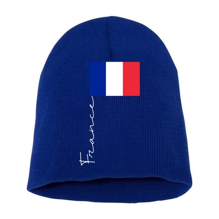 France Patriotic Pole Signature Flag Gift Short Acrylic Beanie