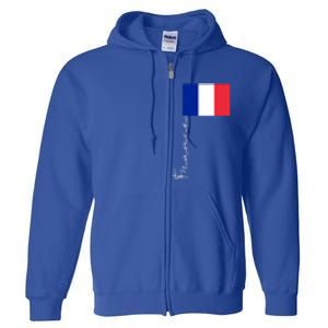 France Patriotic Pole Signature Flag Gift Full Zip Hoodie