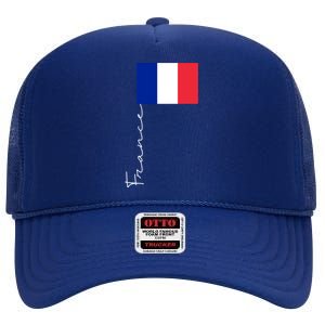 France Patriotic Pole Signature Flag Gift High Crown Mesh Back Trucker Hat