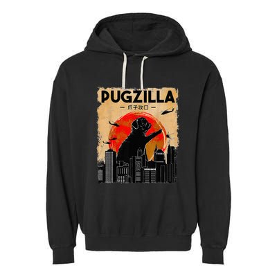 Funny Pug Pugzilla Funny Dog Pug Funny Fog Lover Garment-Dyed Fleece Hoodie