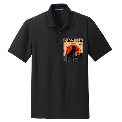 Funny Pug Pugzilla Funny Dog Pug Funny Fog Lover Dry Zone Grid Polo