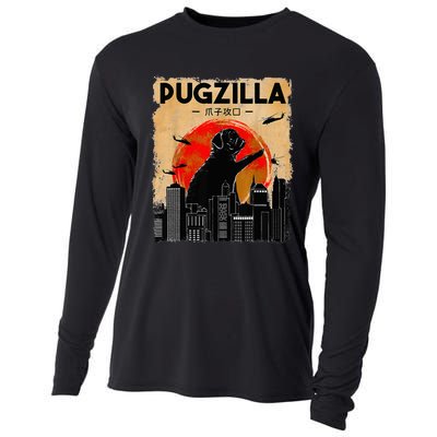 Funny Pug Pugzilla Funny Dog Pug Funny Fog Lover Cooling Performance Long Sleeve Crew