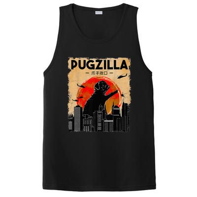 Funny Pug Pugzilla Funny Dog Pug Funny Fog Lover PosiCharge Competitor Tank