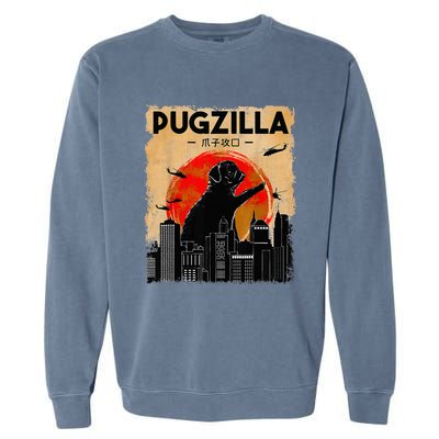 Funny Pug Pugzilla Funny Dog Pug Funny Fog Lover Garment-Dyed Sweatshirt