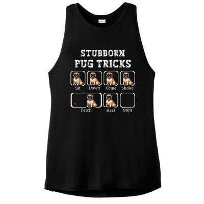 Funny Pug Puggle Dog Pups Stubborn Pug Tricks Ladies PosiCharge Tri-Blend Wicking Tank