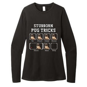 Funny Pug Puggle Dog Pups Stubborn Pug Tricks Womens CVC Long Sleeve Shirt