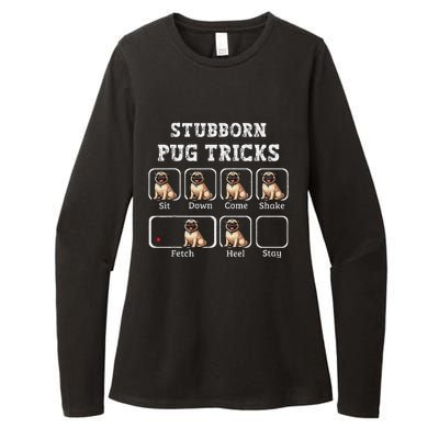 Funny Pug Puggle Dog Pups Stubborn Pug Tricks Womens CVC Long Sleeve Shirt