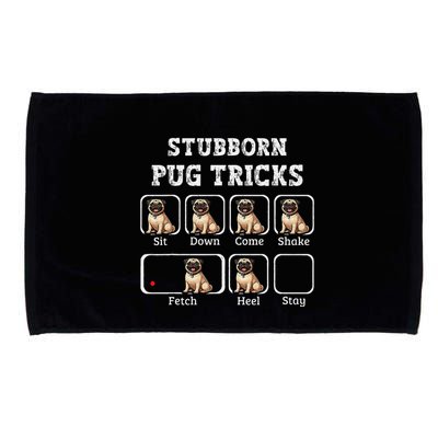 Funny Pug Puggle Dog Pups Stubborn Pug Tricks Microfiber Hand Towel