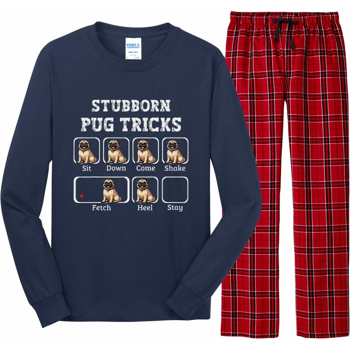 Funny Pug Puggle Dog Pups Stubborn Pug Tricks Long Sleeve Pajama Set