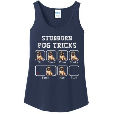 Funny Pug Puggle Dog Pups Stubborn Pug Tricks Ladies Essential Tank