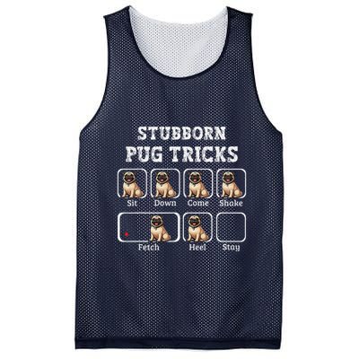 Funny Pug Puggle Dog Pups Stubborn Pug Tricks Mesh Reversible Basketball Jersey Tank