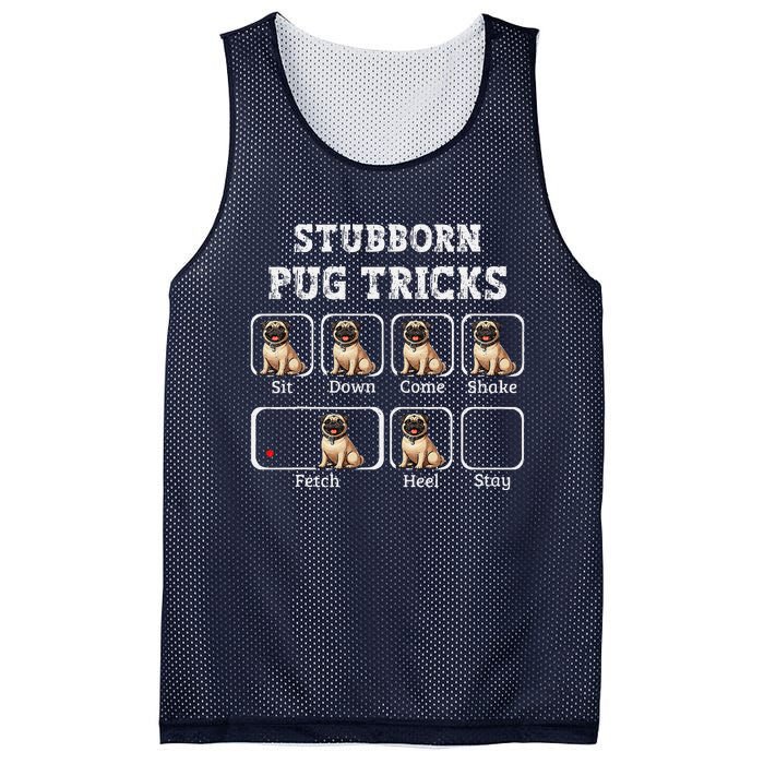 Funny Pug Puggle Dog Pups Stubborn Pug Tricks Mesh Reversible Basketball Jersey Tank