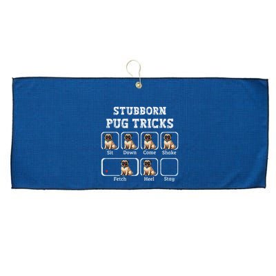 Funny Pug Puggle Dog Pups Stubborn Pug Tricks Large Microfiber Waffle Golf Towel