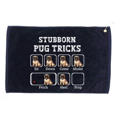 Funny Pug Puggle Dog Pups Stubborn Pug Tricks Grommeted Golf Towel