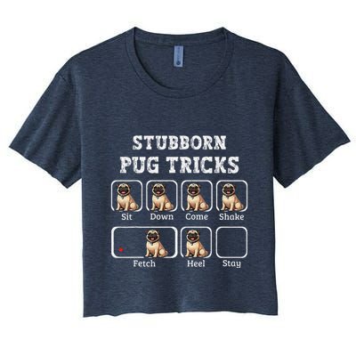 Funny Pug Puggle Dog Pups Stubborn Pug Tricks Crop Top