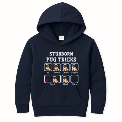 Funny Pug Puggle Dog Pups Stubborn Pug Tricks Kids Hoodie