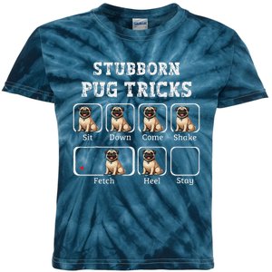 Funny Pug Puggle Dog Pups Stubborn Pug Tricks Kids Tie-Dye T-Shirt