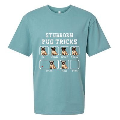 Funny Pug Puggle Dog Pups Stubborn Pug Tricks Sueded Cloud Jersey T-Shirt