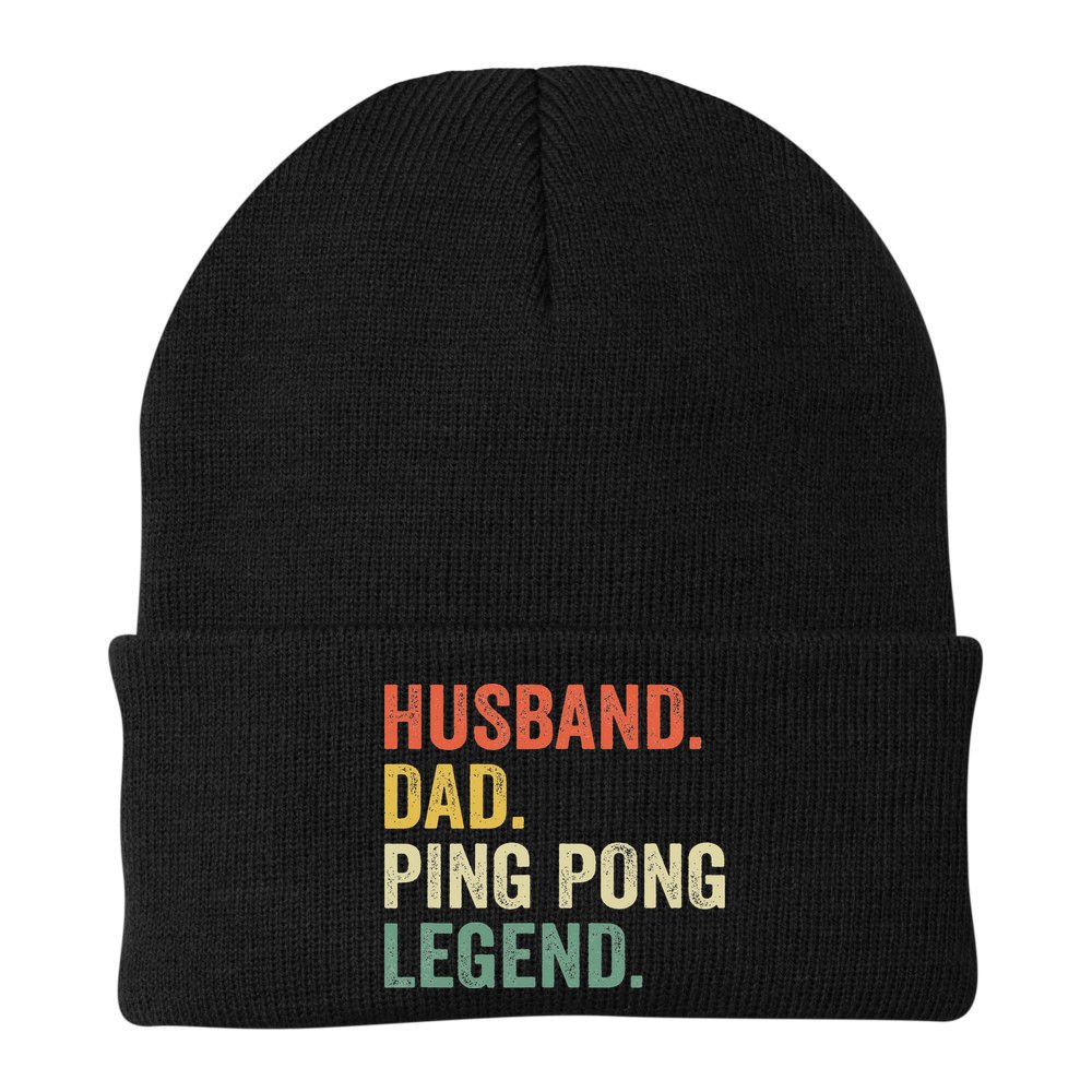 Funny Ping Pong Husband Dad Table Tennis Legend Vintage Beanie