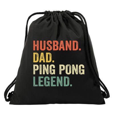 Funny Ping Pong Husband Dad Table Tennis Legend Vintage Drawstring Bag
