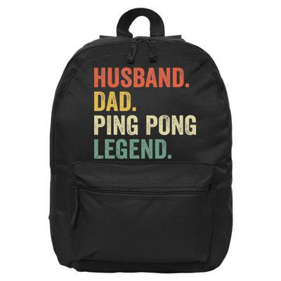 Funny Ping Pong Husband Dad Table Tennis Legend Vintage 16 in Basic Backpack