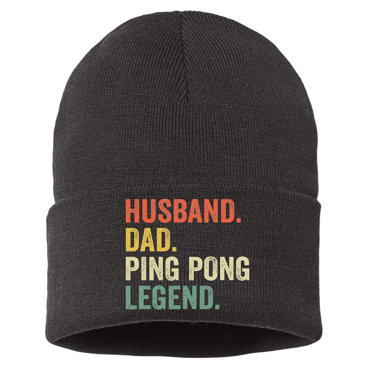 Funny Ping Pong Husband Dad Table Tennis Legend Vintage Sustainable Knit Beanie