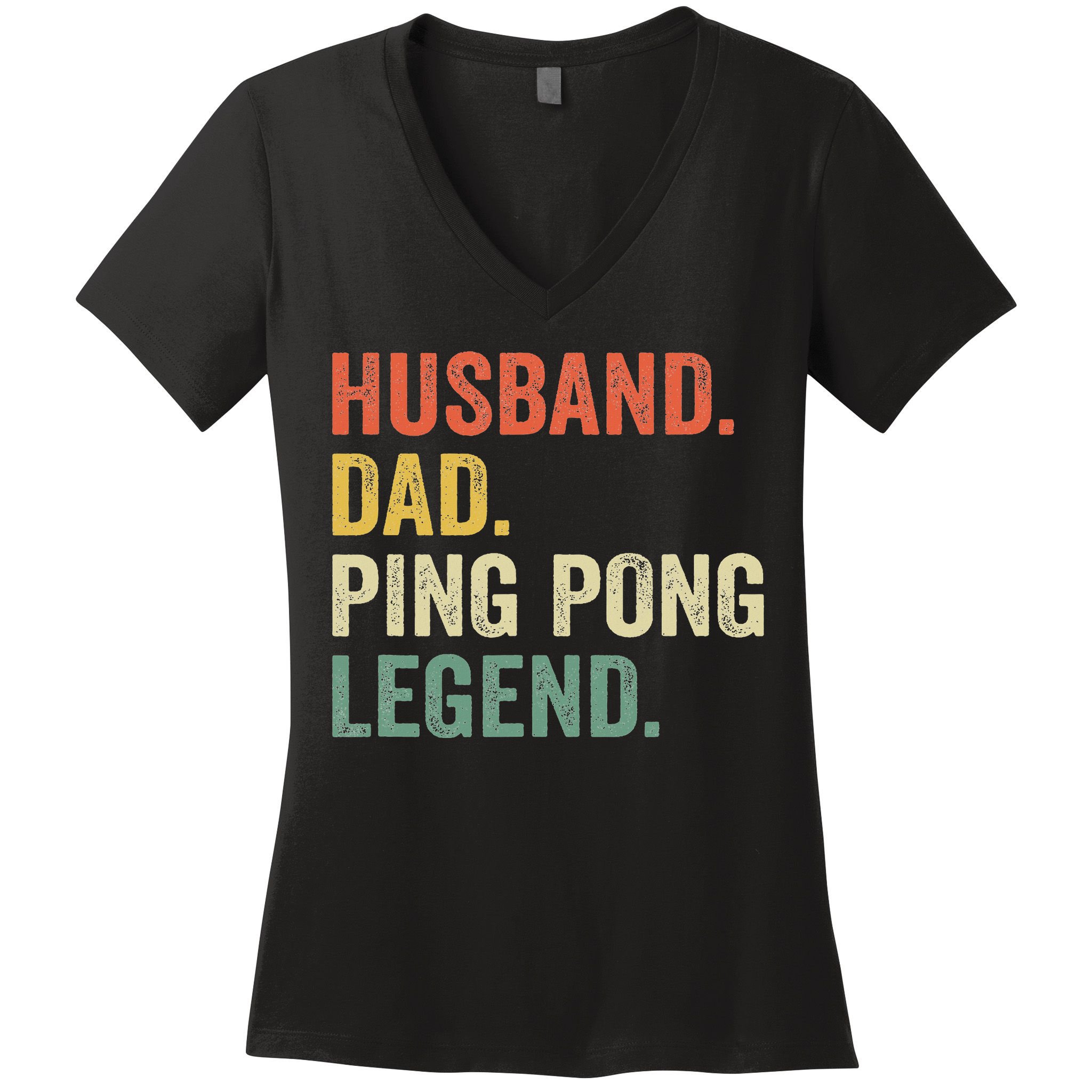 Funny Ping Pong Husband Dad Table Tennis Legend Vintage Women's V-Neck T-Shirt