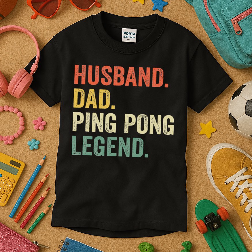 Funny Ping Pong Husband Dad Table Tennis Legend Vintage Kids T-Shirt