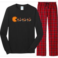 Funny Pumpkin Pie Eating Turkeys Thanksgiving Video Game  Long Sleeve Pajama Set