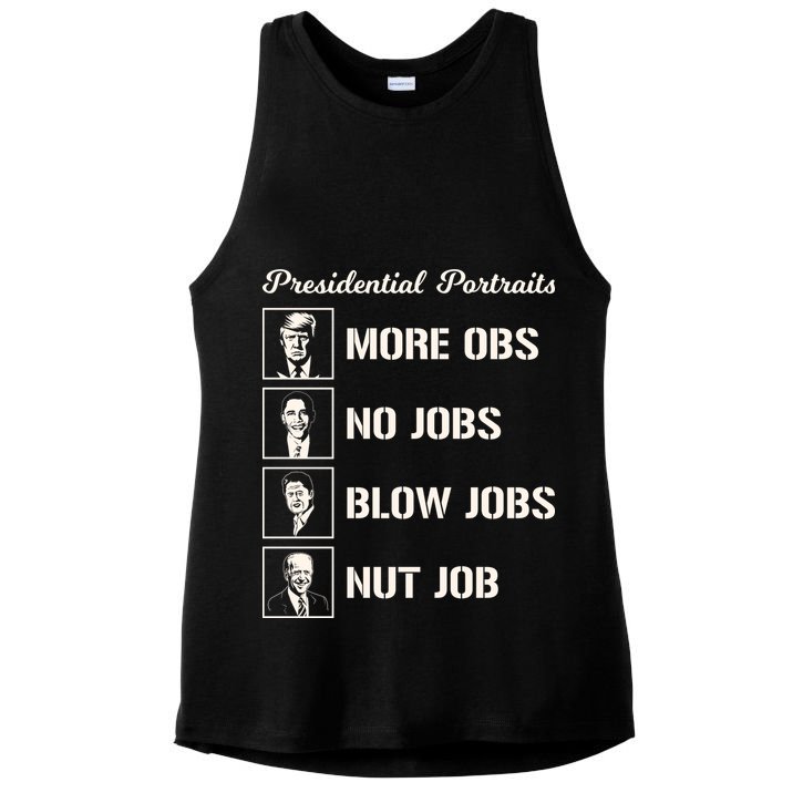 Funny Presidential Portraits Trump More Jobs Ladies PosiCharge Tri-Blend Wicking Tank