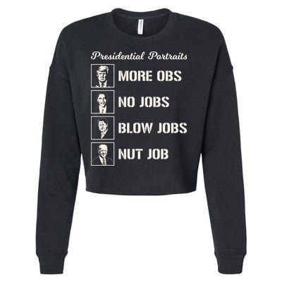 Funny Presidential Portraits Trump More Jobs Cropped Pullover Crew