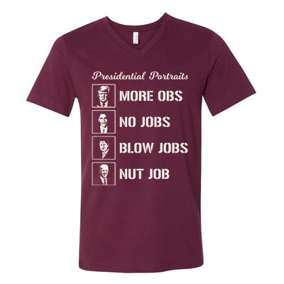 Funny Presidential Portraits Trump More Jobs V-Neck T-Shirt