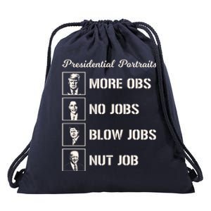 Funny Presidential Portraits Trump More Jobs Drawstring Bag