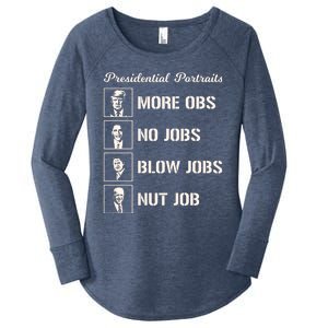 Funny Presidential Portraits Trump More Jobs Women's Perfect Tri Tunic Long Sleeve Shirt