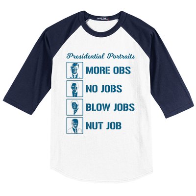 Funny Presidential Portraits Trump More Jobs Baseball Sleeve Shirt