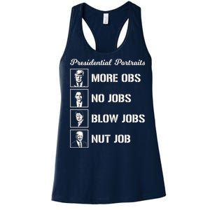 Funny Presidential Portraits Trump More Jobs Women's Racerback Tank