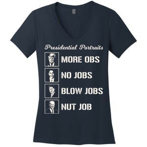 Funny Presidential Portraits Trump More Jobs Women's V-Neck T-Shirt