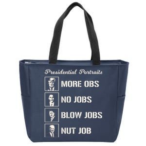 Funny Presidential Portraits Trump More Jobs Zip Tote Bag